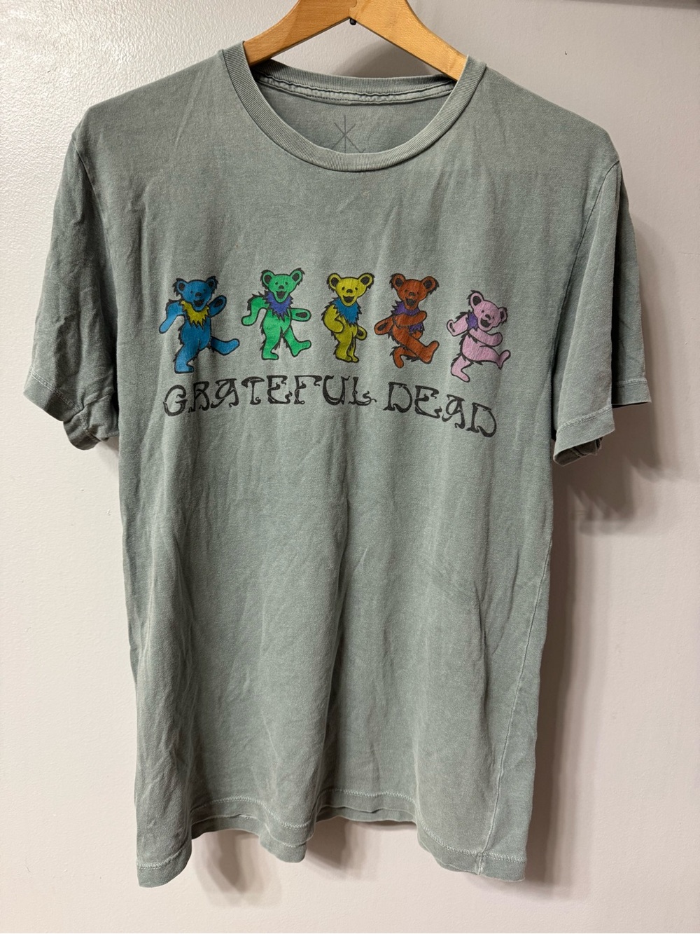 Grateful Dead Dancing Bears Graphic T-Shirt Tee Gray / Blue / Green Size Small S